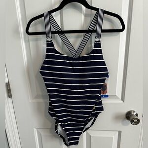 NWT Nautica One Piece Navy Blue Swimsuit Size Large